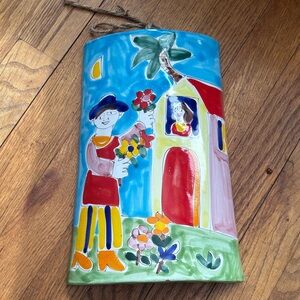 La Musa Colorful Ceramic Wall Art with Village Scene